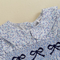 Baby Girls Onesie Bowknot Embroidered Print