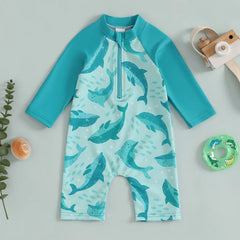 Baby Boys Girls Animal/Floral/Tree Print Rash Guard Swimsuit