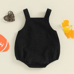Newborn Unisex Sleeveless Football Embroidery Overalls