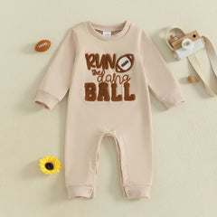 Newborn Baby Boy Fall Rugby Letter Embroidery Romper