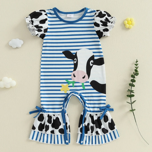 Cow Print Baby Girl Romper | Soft & Stylish Jumpsuit