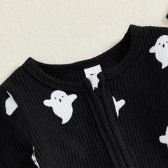 Baby Boys’ Halloween Ghost Print Footies with Hat