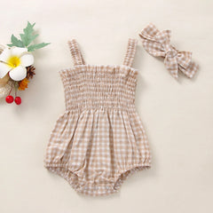 Baby Girl Summer Floral Plaid Onesie