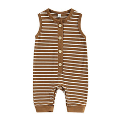 Unisex Infant Sleeveless Stripe Romper