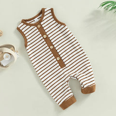 Unisex Infant Sleeveless Stripe Romper