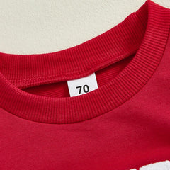 Toddler Boy Valentine’s Set Embroidered Sweatshirt with Heart-Print Pants