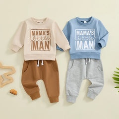 Baby Boy Letter Print Sweatshirt & Comfy Elastic Pants Fall Outfit