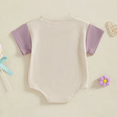 Baby Girl "Auntie's Bestie" Contrast Color Letter Embroidery Waffle Onesie