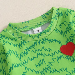 Baby Boy Christmas Theme Green Sweatshirt & Pants Set