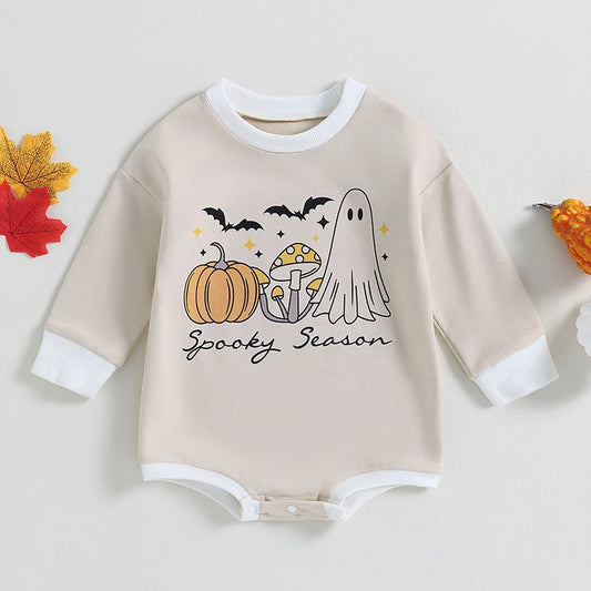 0-18M Infant Baby Girl Halloween Long Sleeve Casual Printed Onesie Sweatshirt