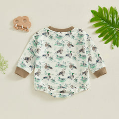 Baby Girls Duck Print Long Sleeve Fall Onesie