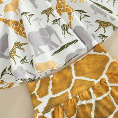 6M - 24M Baby Girls Animal Print Ruffle Outfit Set