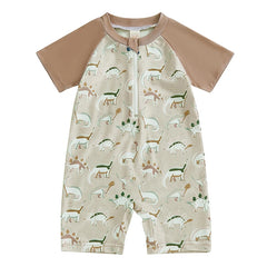 Baby Boy Dino Print Rash Guard Swimsuit