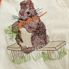 Baby Boys Sleeveless Bunny Carrot Embroidery Overalls