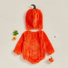 Unisex Baby Lone Sleeve Pumpkin Costume Romper with Hat