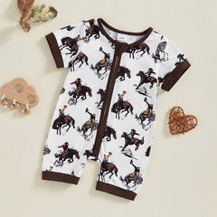 Baby Boy Western Horse Print Romper