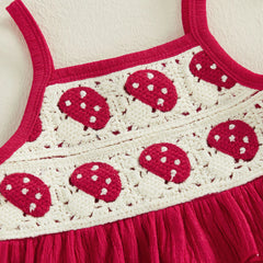 Baby Girl Strawberry Crochet Cami Top and Bow Denim Skorts Set