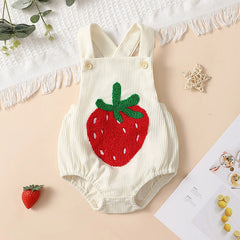 Infant Baby Girl Rainbow/Strawberry Embroidery Overalls