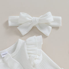 Newborn Baby Girl Ruffle Long Sleeve Zipper Romper