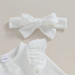Newborn Baby Girl Ruffle Long Sleeve Zipper Romper