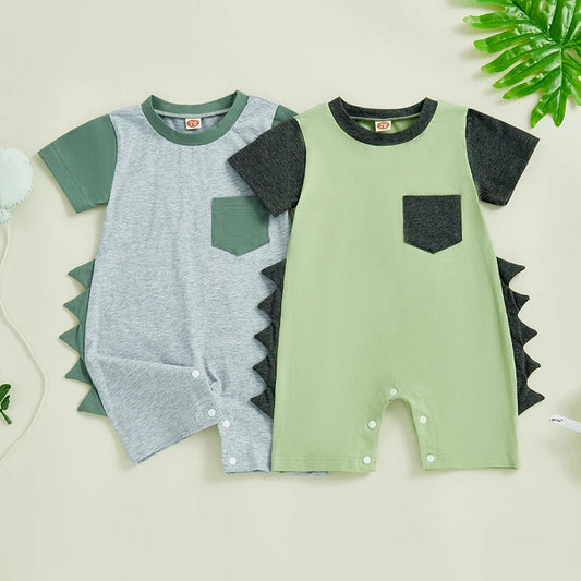 Newborn Baby Boy Contrast Color Short-Sleeve Romper