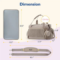 Large Waterproof Diaper Tote Bag with Pacifier Case