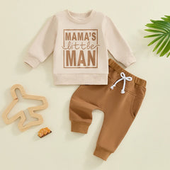 Baby Boy Letter Print Sweatshirt & Comfy Elastic Pants Fall Outfit