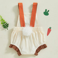 Baby Boys Sleeveless Bunny Carrot Embroidery Overalls