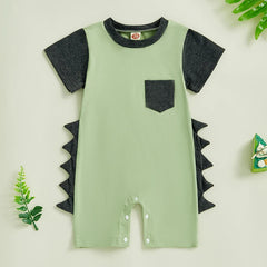 Newborn Baby Boy Contrast Color Short-Sleeve Romper