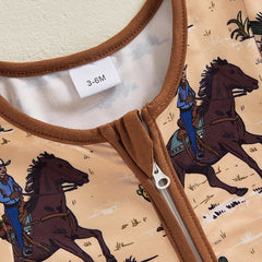 Baby Boy Western Horse Print Romper