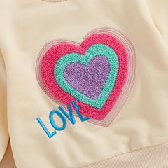 12M - 3T Toddler Girls Valentine's Day Letter Heart Embroidery Set