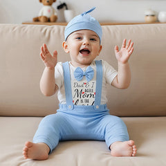 Baby Boy Letter Print Romper, Pants & Hat Set