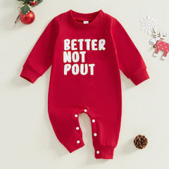 0-18M Infant Unisex Christmas Embroidered Long Sleeve Romper
