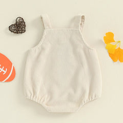 Newborn Unisex Sleeveless Football Embroidery Overalls