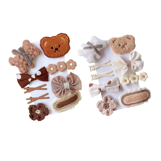 Baby Girl Autumn Winter Cartoon Bear & Bowknot Barrette Hair Clips