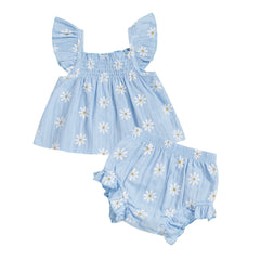 Baby Girl Daisy Smocked Top & Ruffle Shorts Summer Set