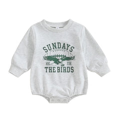 (0–18M) Baby Boy Letter & Eagle Print, Long Sleeve, Sweatshirt Romper
