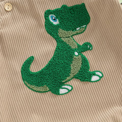 Unisex Sleeveless Dinosaur/Shark Embroidery Romper