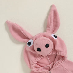 Unisex Baby Hooded Long Sleeve Pig Romper for Halloween