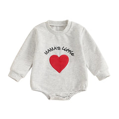 0–18M Baby Unisex Valentine’s Romper with Long Sleeves and Heart Embroidery