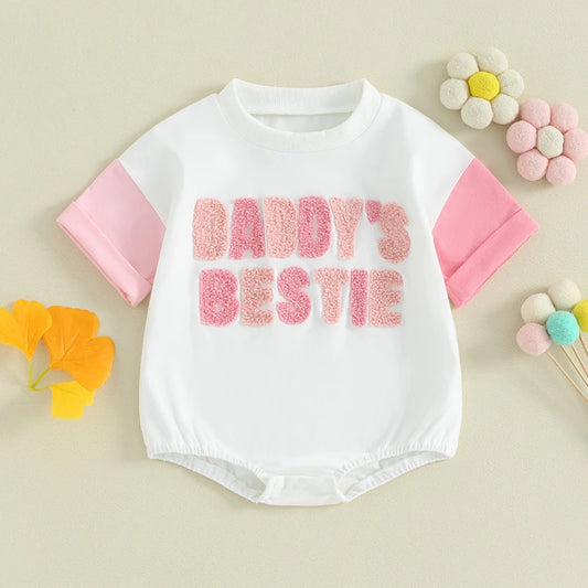 Newborn Daddy's Girl Embroidery Short Sleeve Father Gift Onesie