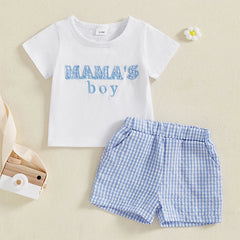 Boy Printed Tee & Elastic Waist Shorts Summer Set