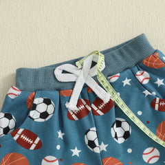 Baby Boy Football Embroidered Top & Drawstring Pants Fall Set