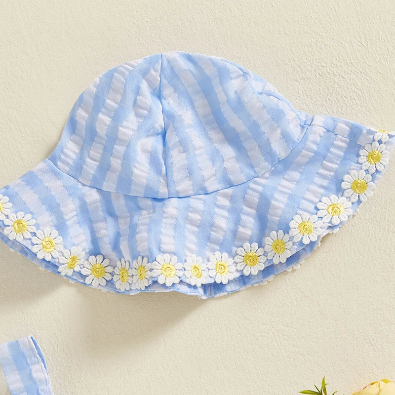 Baby Girl Plaid Romper Dress with Hat | Summer Outfit