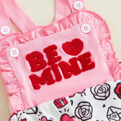 Toddler Baby Girls Valentine’s Heart Print Bell-Bottom Romper