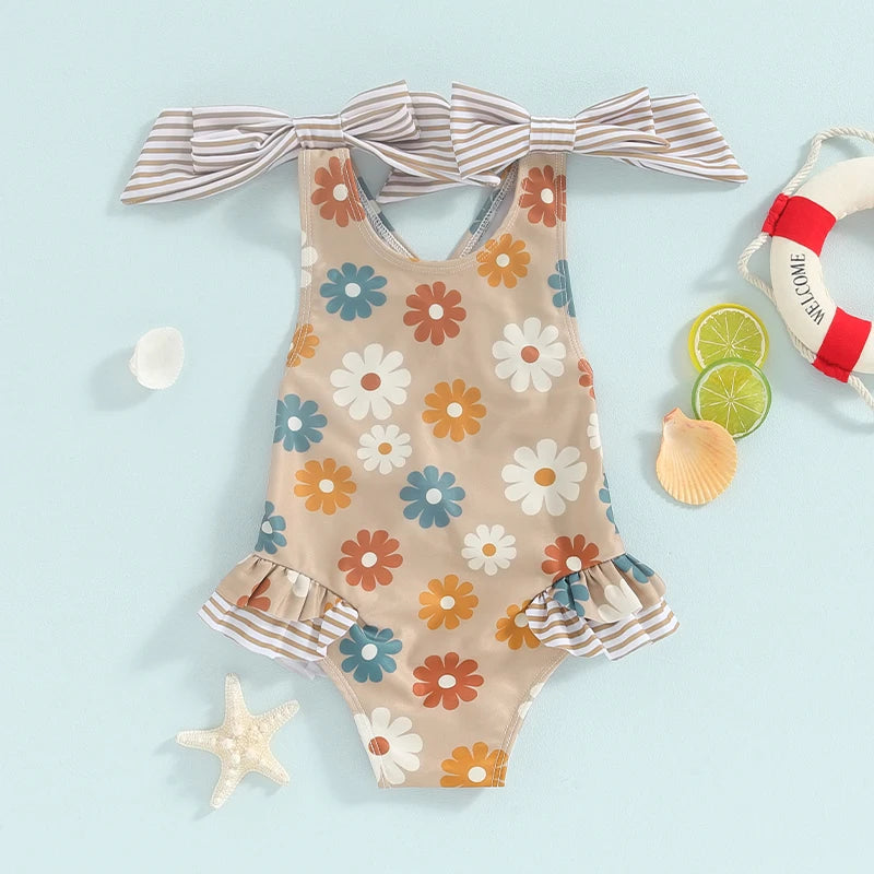 Floral Baby Girl Swimsuit with Ruffles | Summer Ready