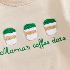 Toddler Baby Boy Coffee Print Sweatshirt & Pants Christmas Outfit