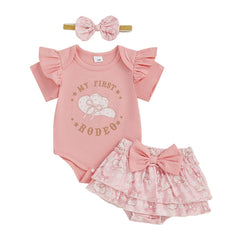 Baby Girl Western Cowgirl Hat & Letter Outfit Set