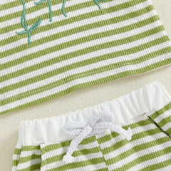Baby Girl Striped Flower Top & Shorts Set