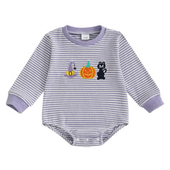 Newborn Pumpkin & Ghost Embroidery, Long Sleeve Fall Halloween Onesie